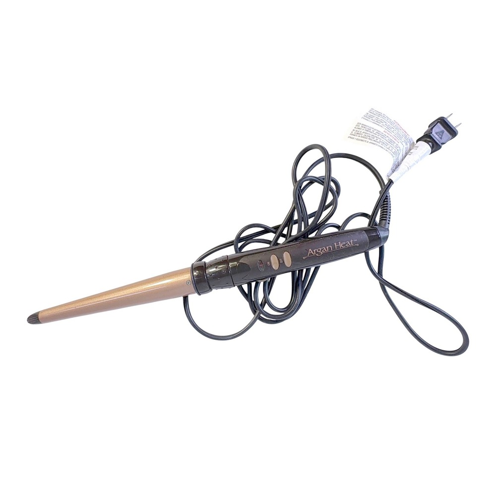 Argan Heat Curling Wand Women Black Gold Ceramic Tapered Hair Styling Tool - Picture 2 of 11